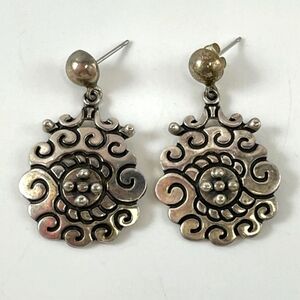 Flash Sale TAXCO MEXICO Elegant  Swirl Earrings Sterling Silver Artisan Stamped